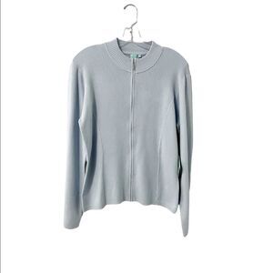 Shu Shu Winter Blue Zip Front Sweater Cardigan Size L